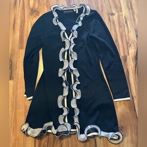 Talk of the Walk Vintage Y2K Black Ruffle Cardigan Fairycore Sweater Size M